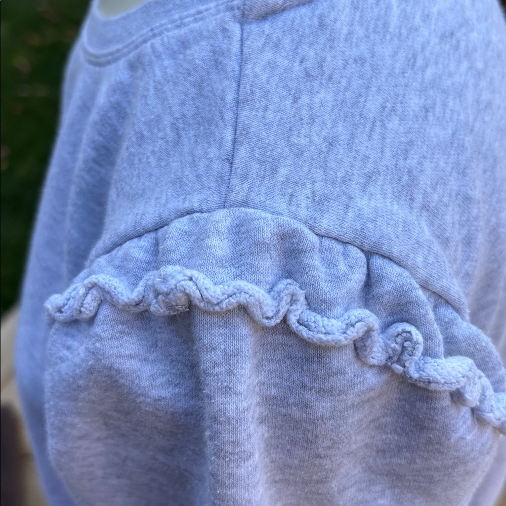 Evereve Light Gray Ruffle Crew Sweatshirt - Picture 7 of 12